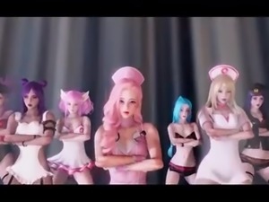 K-Pop Dance Extravaganza: Ahri, Akali, Kai'sa, Lux, Jinx, Caitlyn. 3D