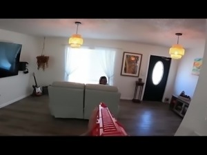 Blonde MILF won the Nerf duel with the help of her hairy pussy